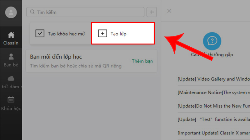 Tạo lớp học tr&ecirc;n Classin