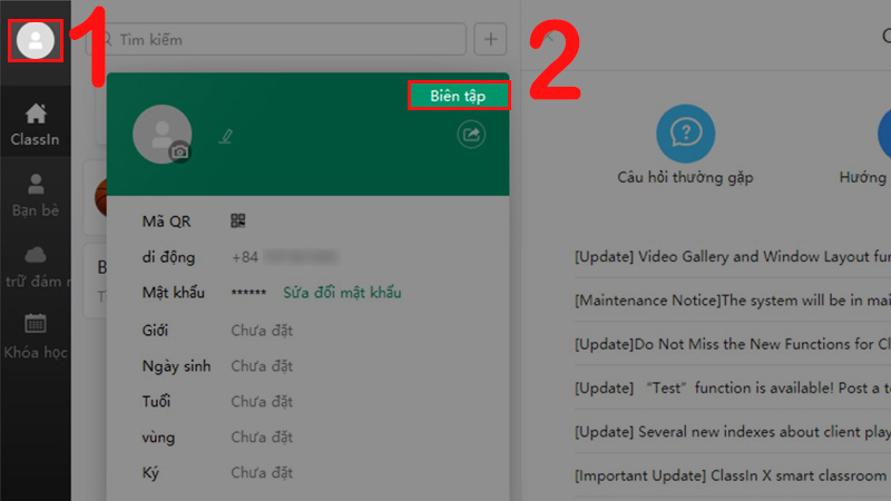 Thiết lập th&ocirc;ng tin c&aacute; nh&acirc;n