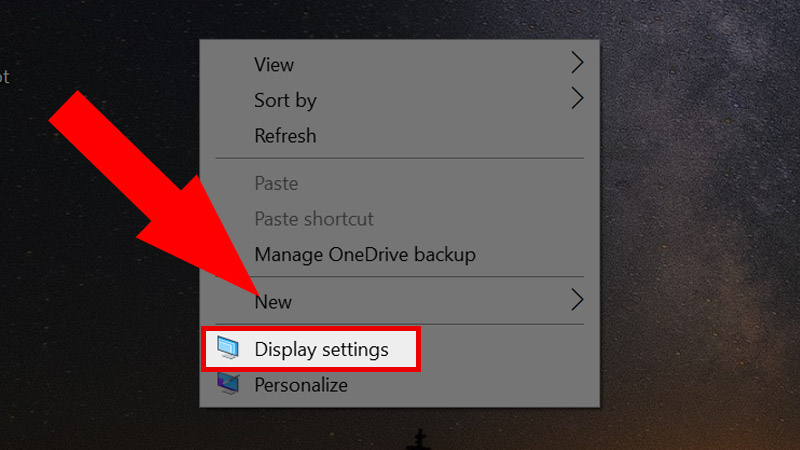 Chọn Display settings