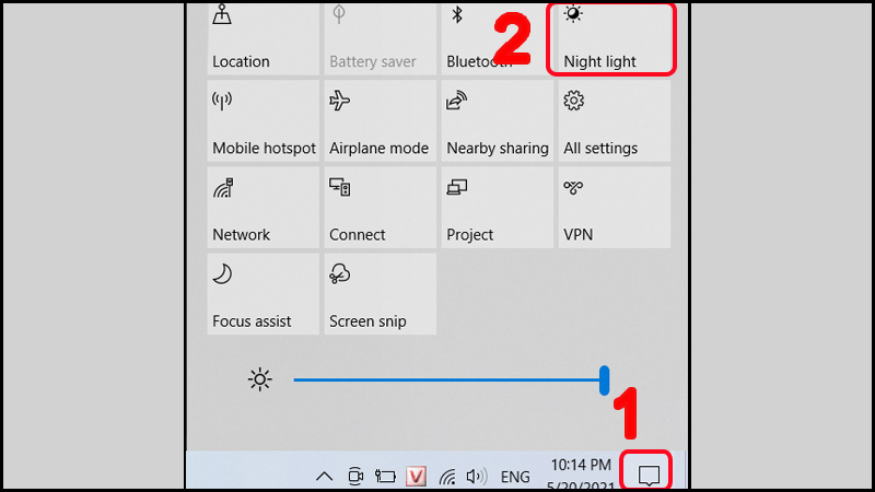 Nhấn vào Night light để tắt