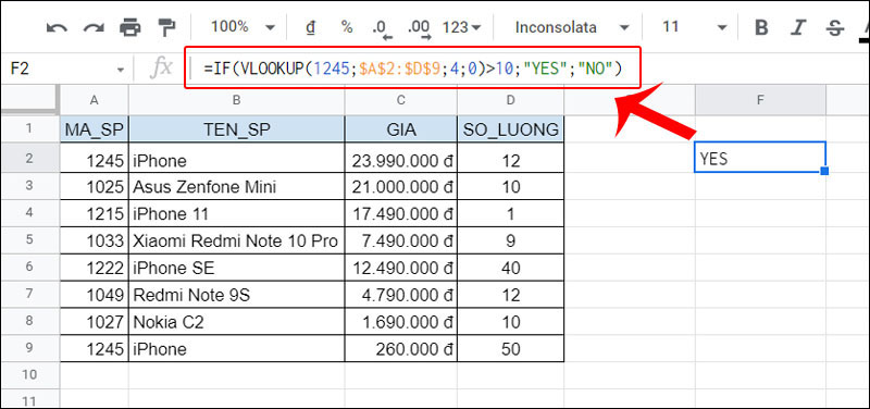 VLOOKUP kết hợp với IF