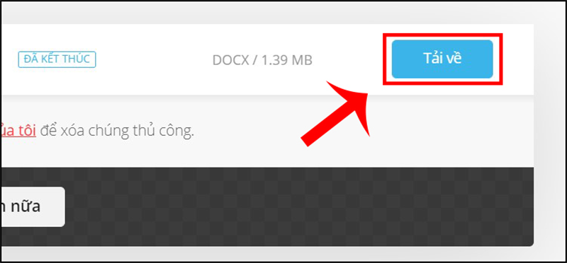 Sau khi hoàn tất chuyển đổi, nhấn vào Tải về để lưu file về máy