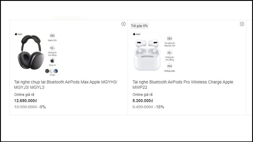AirPods Max mắc gấp đ&ocirc;i AirPods Pro