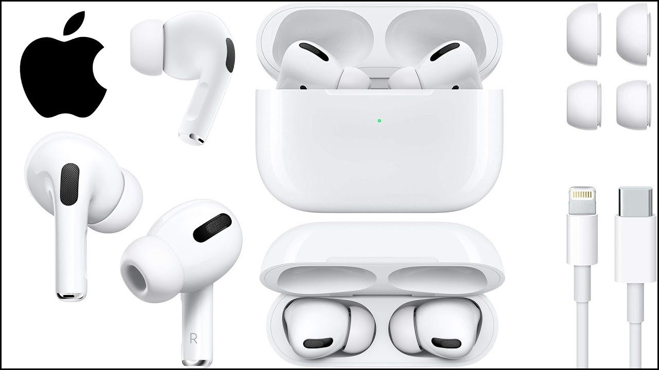 AirPods Pro c&ugrave;ng với hộp sạc v&agrave; n&uacute;m cao su