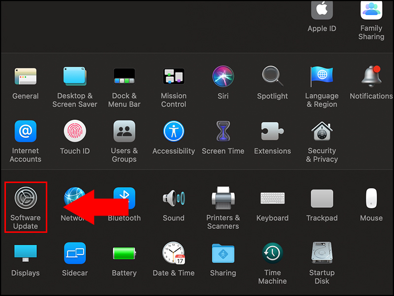 V&agrave;o c&agrave;i đặt Software Update
