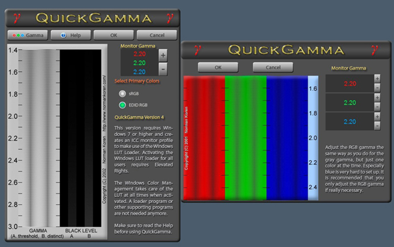 Phần mềm chỉnh màu màn hình laptop QuickGamma