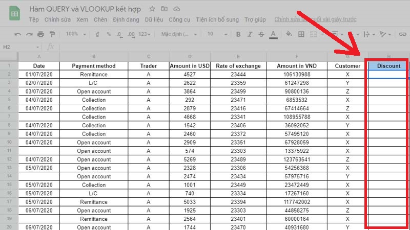 Bảng dữ liệu đ&atilde; cho sẵn 
