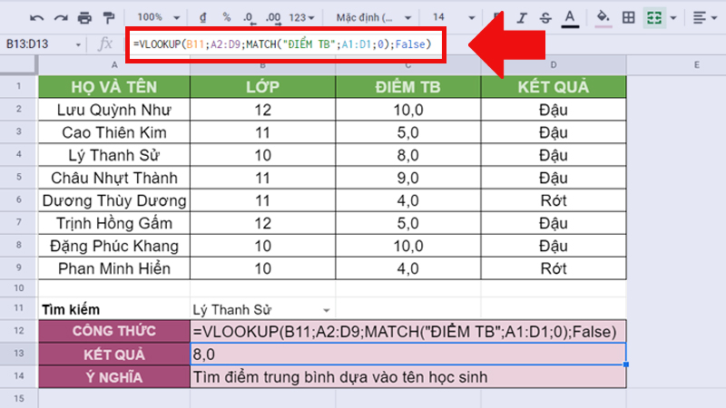 Kết hợp với h&agrave;m VLOOKUP