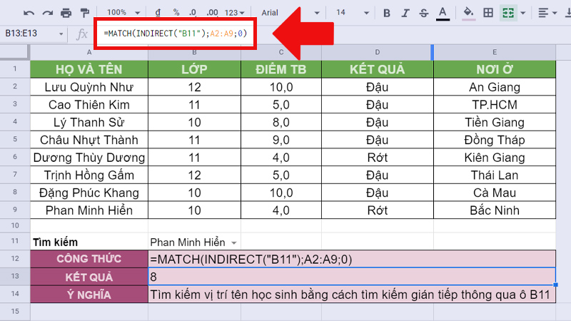 Kết hợp với h&agrave;m INDIRECT