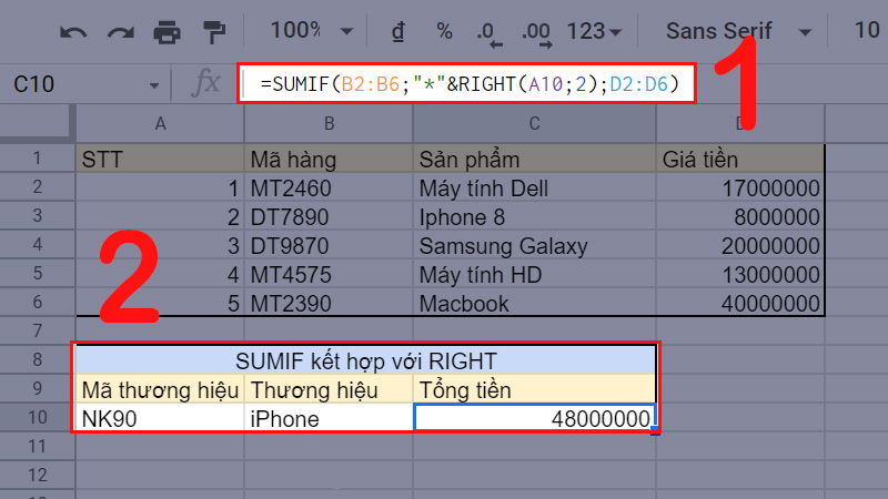 Tính tổng cho các sản phẩm cùng thương hiệu iPhone