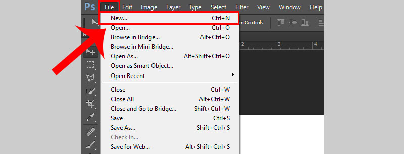 Tại mục File chọn New