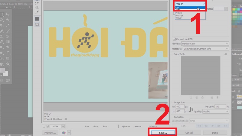 Chọn định dạng ảnh l&agrave; GIF