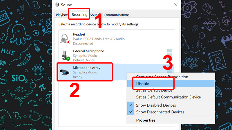 Chọn Disable để tắt chức năng thu âm