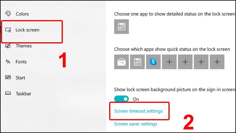 Chọn Screen timeout setting