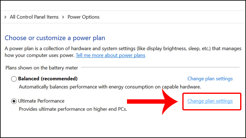 Nhấp vào Change plan settings