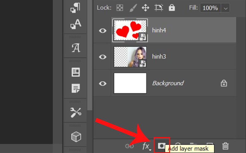 Nhấn giữ phím Alt và chọn biểu tượng Add layer mask