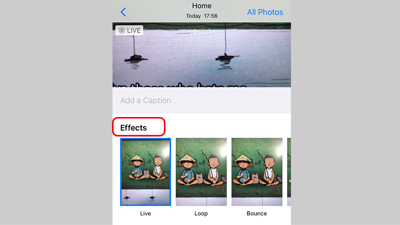 Các hiệu ứng thú vị cho ảnh Live Photo