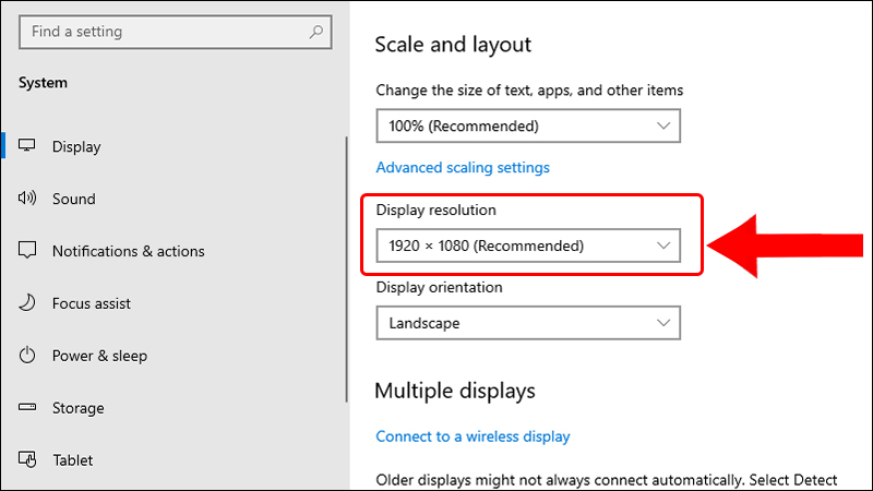 Display resolution sẽ hiển thị độ phân giải