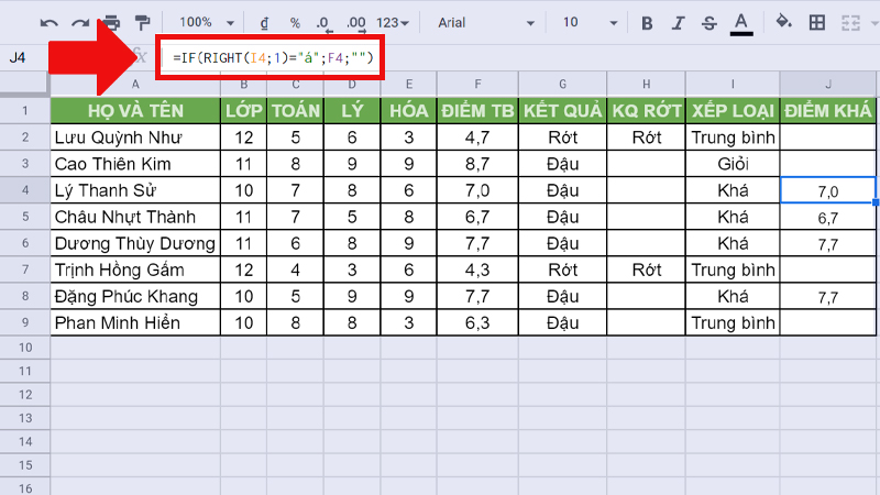 [Video] Cách sử dụng hàm IF trong Google Sheet lọc dữ liệu