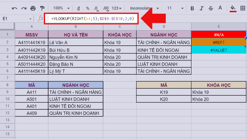 Video] Cách Kết Hợp Hàm Vlookup Với Hàm Left/Right Trong Google Sheet -  Thegioididong.Com