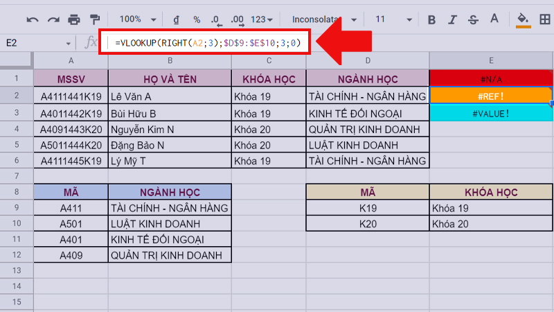 Video] Cách Kết Hợp Hàm Vlookup Với Hàm Left/Right Trong Google Sheet -  Thegioididong.Com