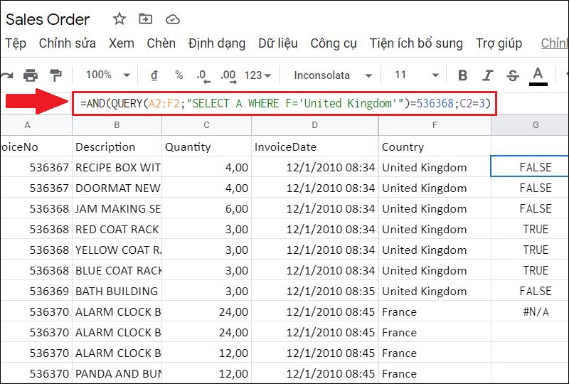 V&iacute; dụ c&acirc;u lệnh h&agrave;m AND lồng QUERY 