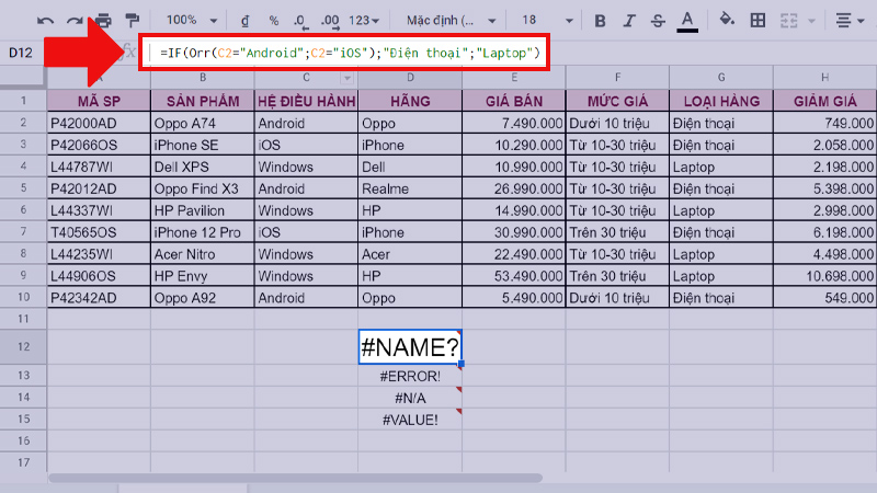 Lỗi #NAME?