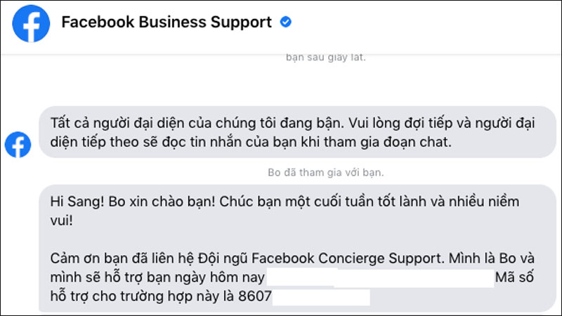 Trò chuyện trực tiếp cùng đội ngũ hỗ trợ Facebook