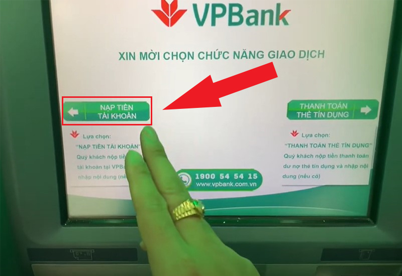 Chọn giao dịch nạp tiền vào tài khoản để tiếp tục
