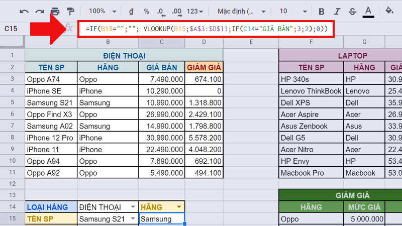 Cách Sử Dụng Hàm VLOOKUP IF Trong Excel