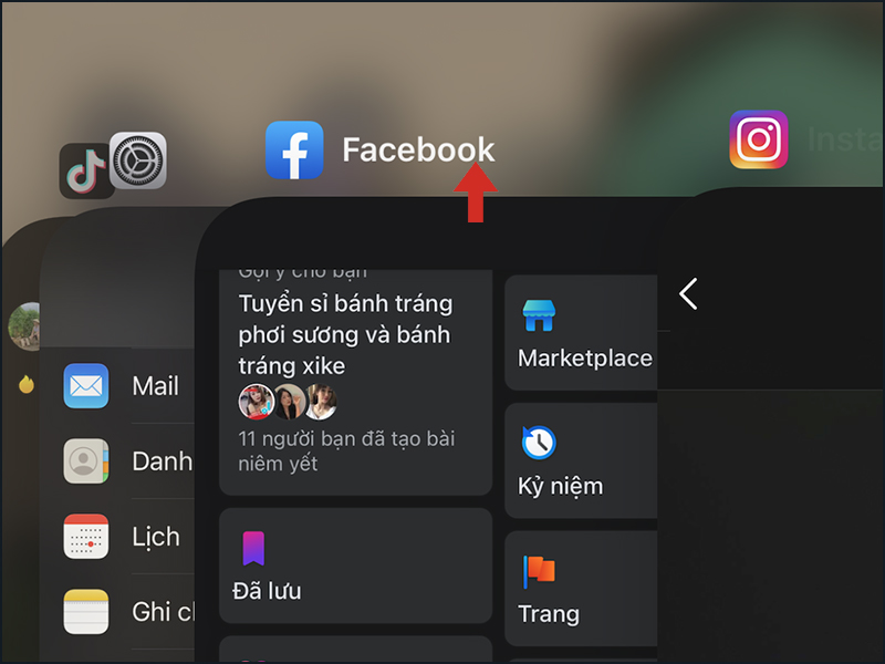 Bạn chỉ cần vuốt lên để tắt các ứng dụng Facebook và các ứng dụng khác trên iPhone