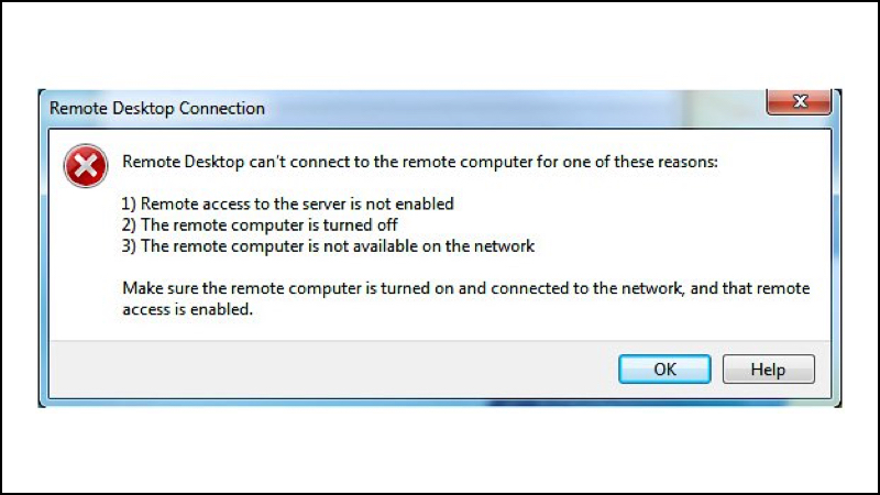 Lỗi không thể kết nối với máy tính từ xa