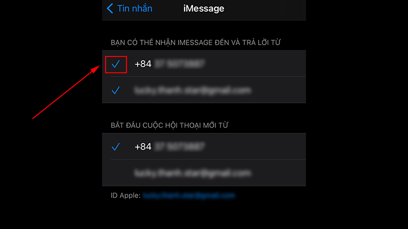 Tick v&agrave;o số điện thoại của bạn