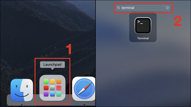 Sử dụng Launchpad để mở Terminal