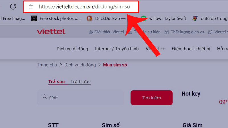 Truy cập website của Viettel để mua SIM