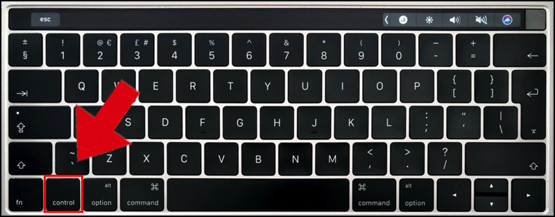 Vị trí phím Control trên MacBook