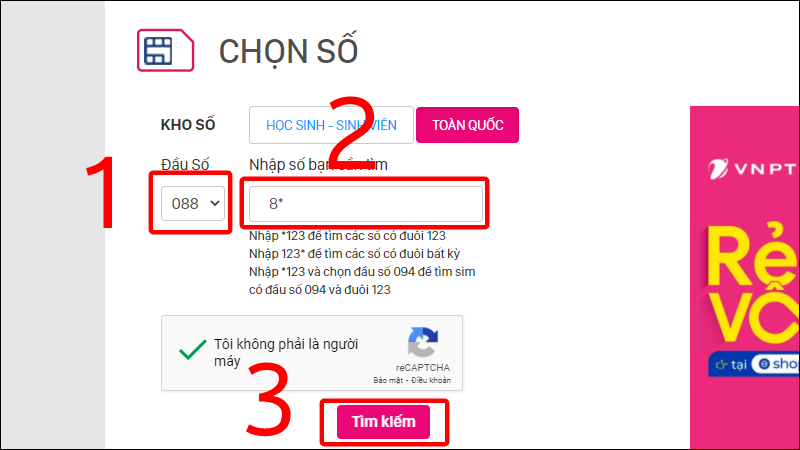 Chọn đầu số 088 