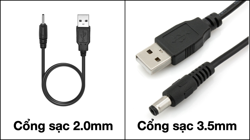 Cổng sạc đầu tròn (2.0mm và 3.5mm)