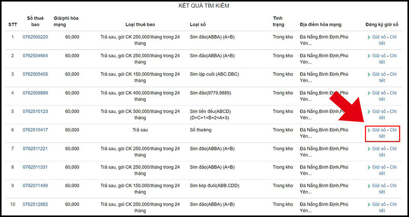 Chọn số bạn muốn rồi nhấn Giữ số - Chi tiết