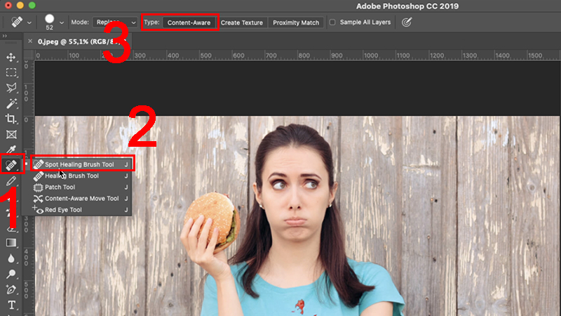 Chọn Spot Healing Brush