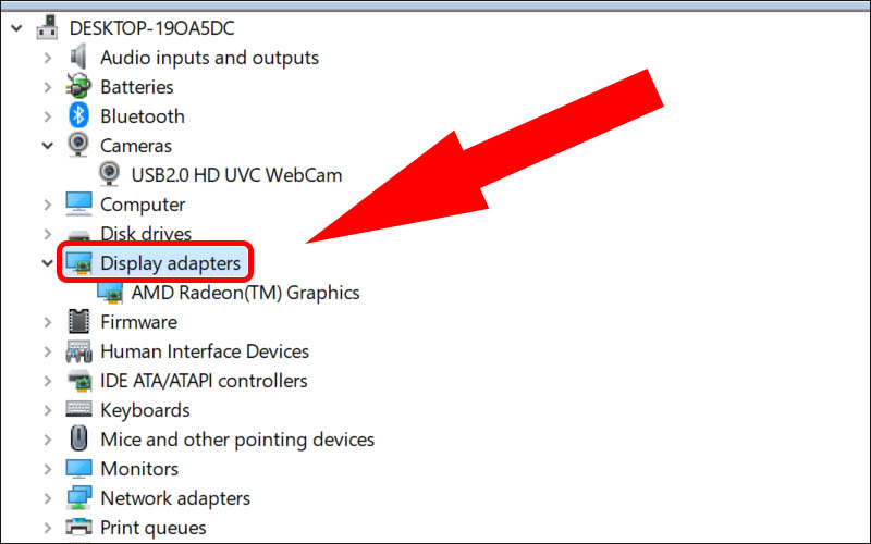 Tìm và click chọn mục Display adapter