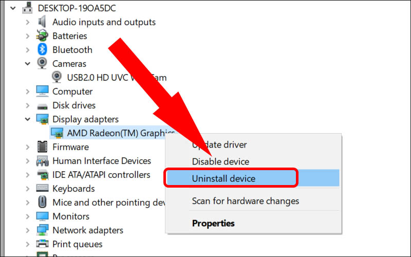 Chọn mục Display adapter