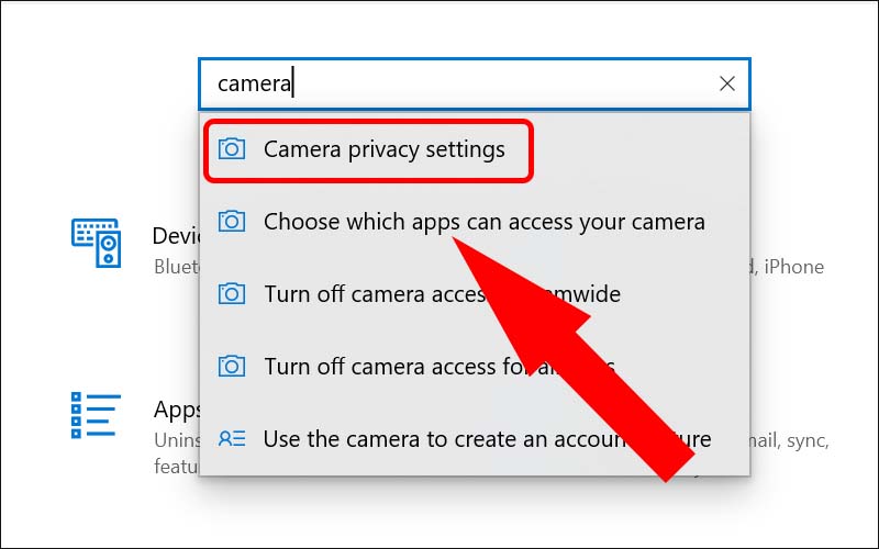Chọn Camera Privacy settings