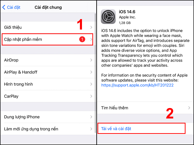 Cập nhật phiên bản iOS mới nhất 