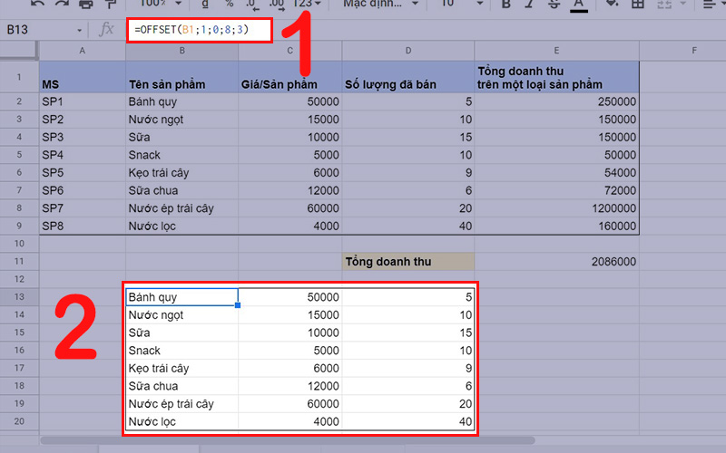 V&iacute; dụ minh họa h&agrave;m OFFSET