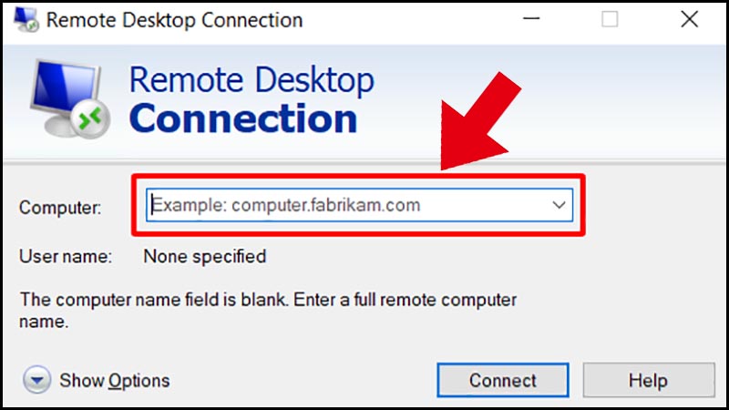 Nhập địa chỉ IP của máy tính bạn muốn kết nối