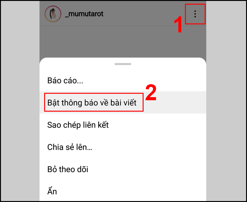 Bật thông báo từ bài viết mà bạn muốn