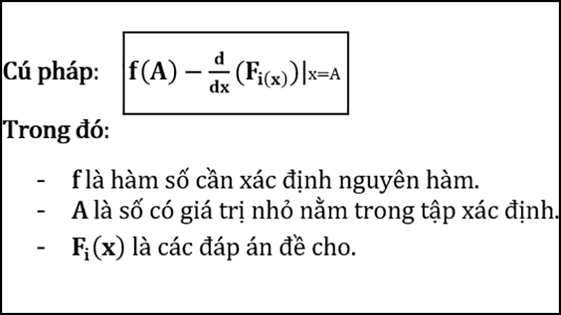 Cú pháp tìm nguyên hàm với giá trị x chưa biết