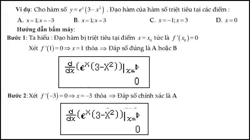 Ví dụ về dạng tính đạo hàm cho sẵn các điểm x