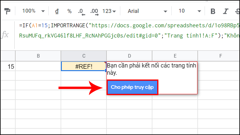 Nhấn v&agrave;o &ocirc; Cho ph&eacute;p truy cập